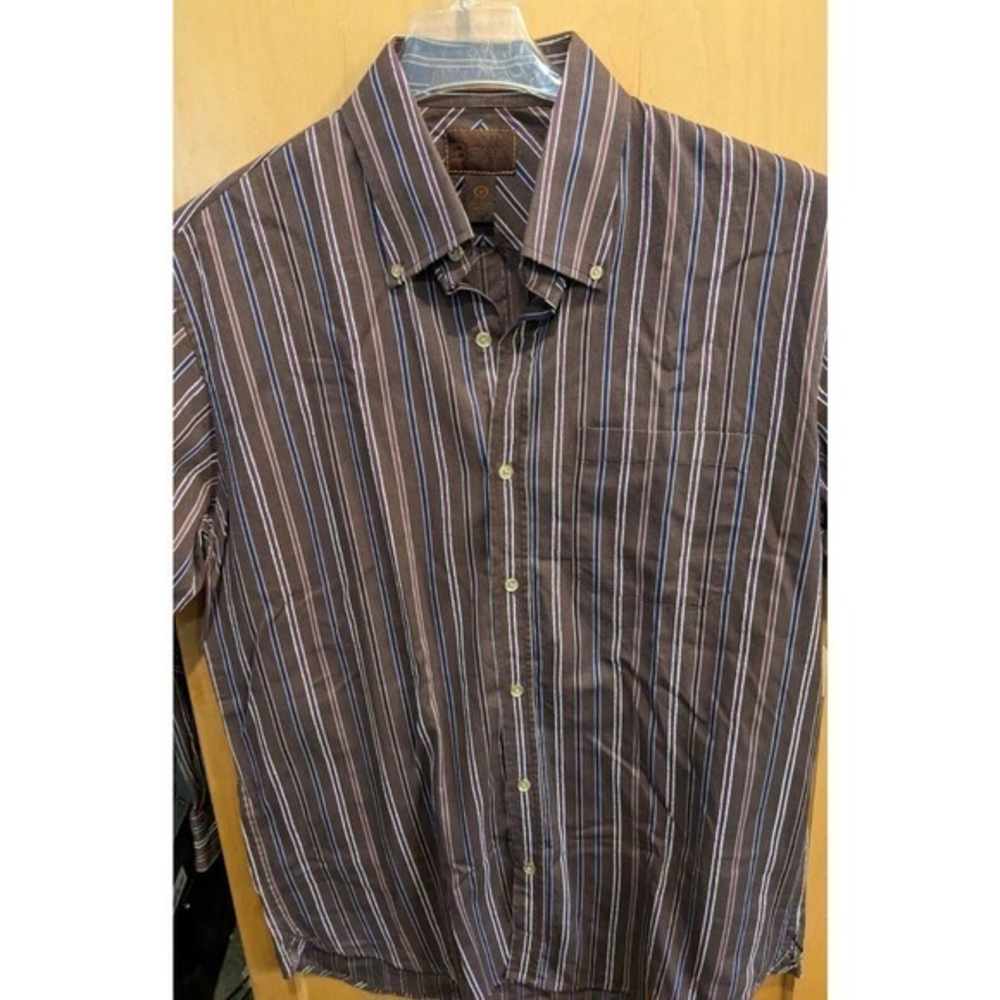 Born Shirt Mens‎ medium brown Button Down 100% Cotton Long Sleeve